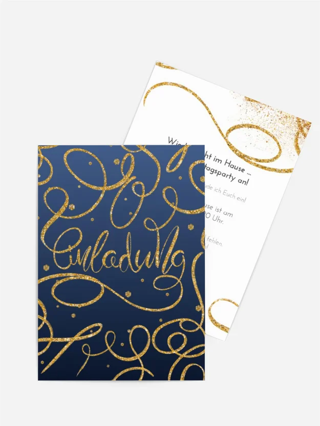 Geburtstagseinladung Goldbänder