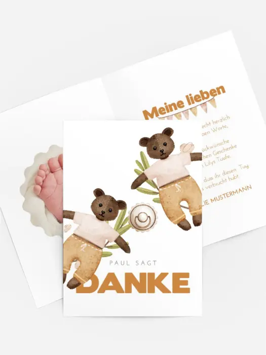 Dankeskarte Taufe Bärenkarte