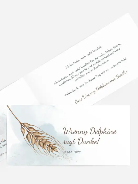 Dankeskarte Konfirmation Goldene Ährchen Dankeskarte Konfirmation Goldene Ährchen