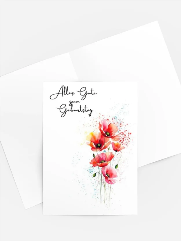 Geburtstagskarte „Mohnblüten Aquarell“ – Alles Gute