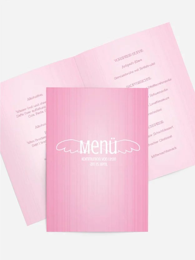 Menükarte Kommunion Angel Wings Menükarte Kommunion Angel Wings