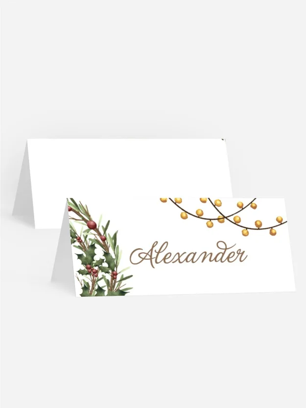 Tischkarte Weihnachten Hirsche Und Weihnachtslaternen