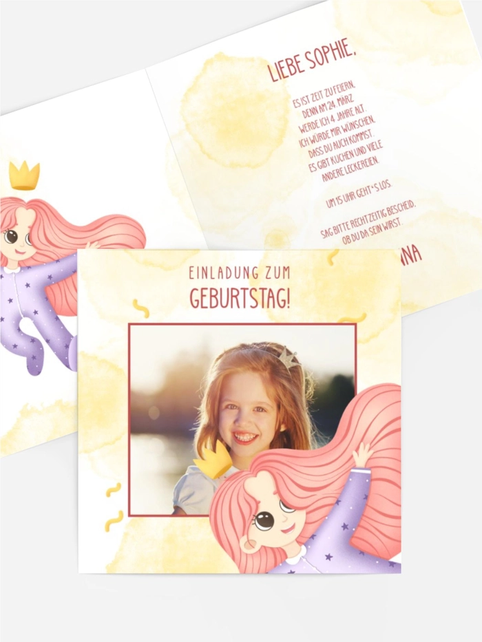 Geburtstagseinladung Prinzessinnenspaß mit Foto Geburtstagseinladung Prinzessinnenspaß mit Foto