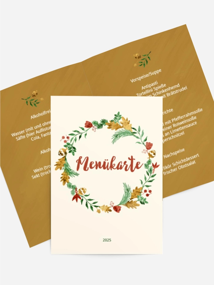 Menükarte Weihnachten Kranz für den Urlaub Menükarte Weihnachten Kranz für den Urlaub