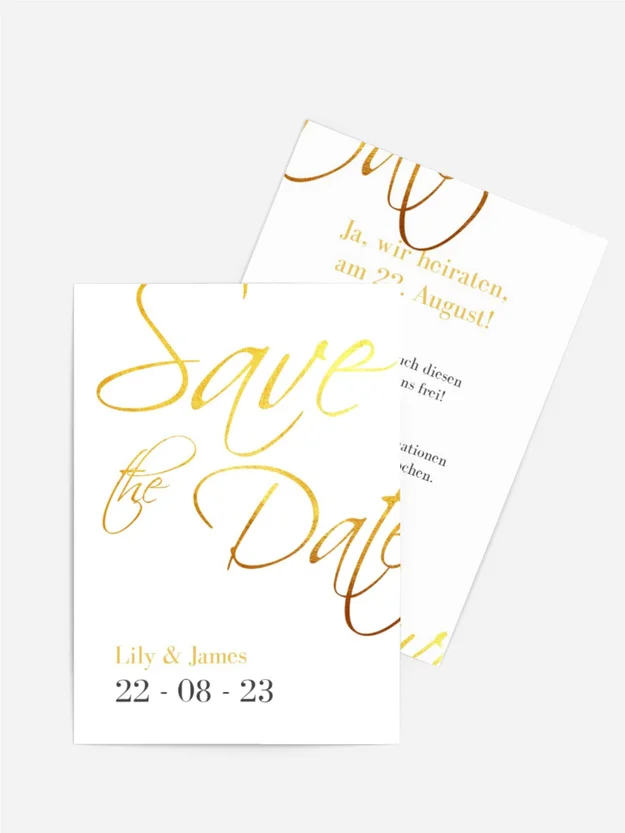 Save the date Goldene Buchstaben