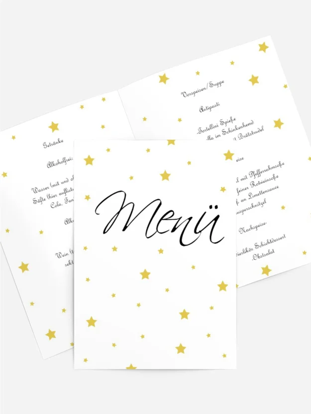 Weihnachtsmenükarte Sterne