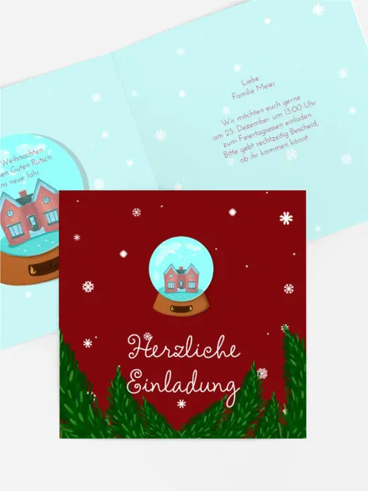 Einladung Weihnachten Schneeball