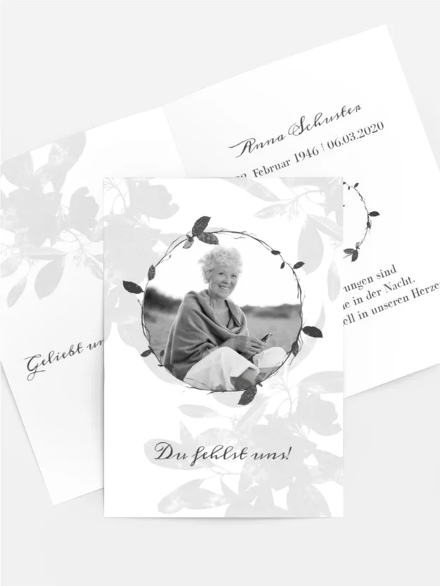 Sterbebildkarte Schwerer Abschied