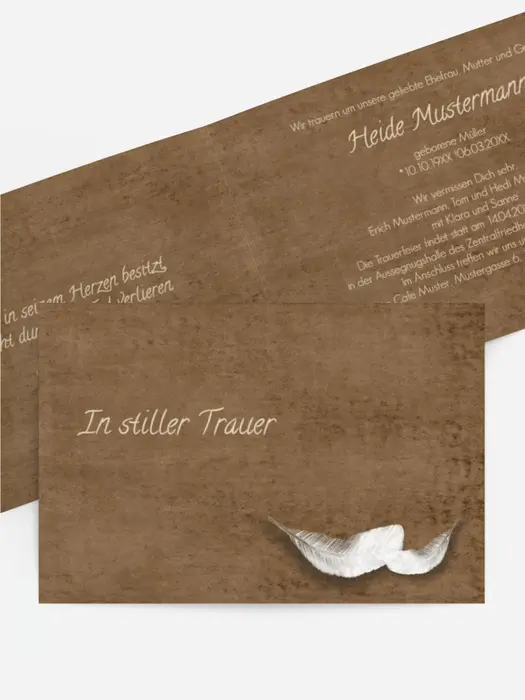 Trauerkarte Feder quer