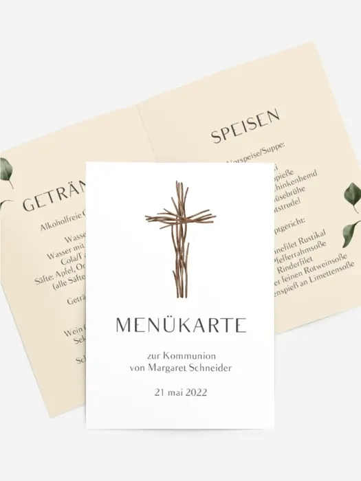 Menükarte Kommunion Seelenfrieden