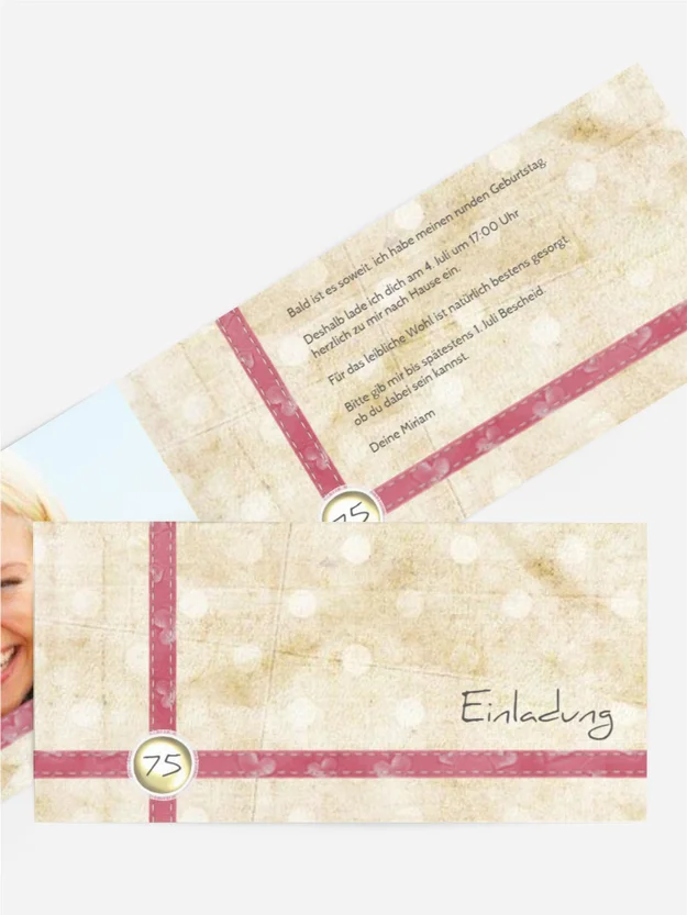 Einladung zum 75. Geburtstag Pünktchen Foto