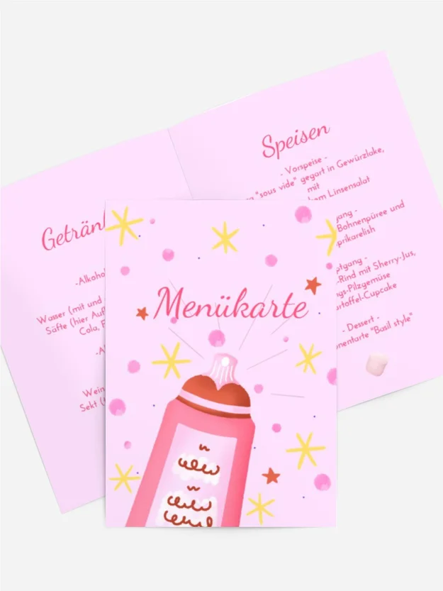 Menükarte Geburtstag Luft Marshmallow
