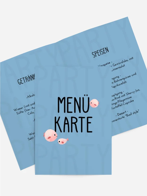 Menükarte Geburtstag Meeresparty