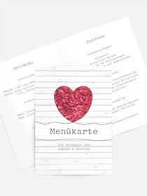Menükarte zur Hochzeit Mr&Mrs