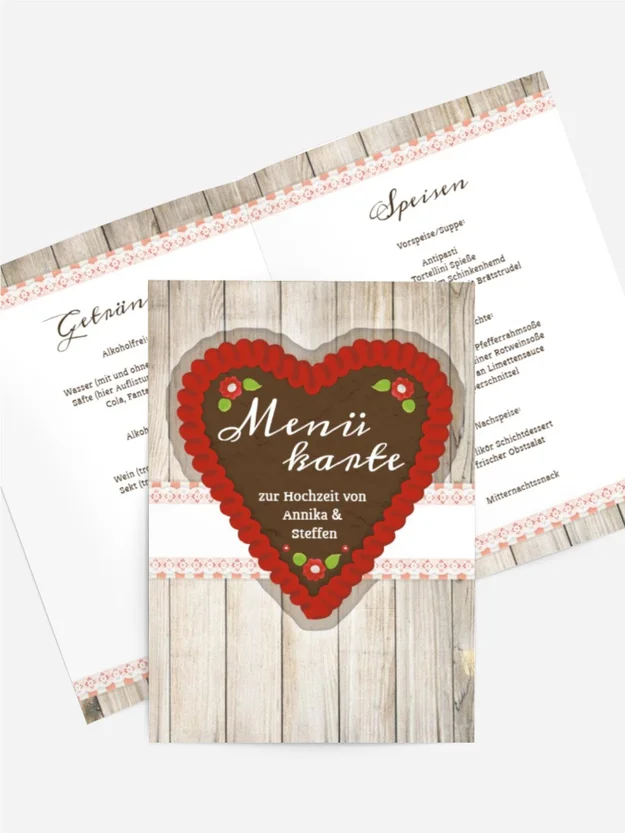 Menükarte zur Hochzeit München