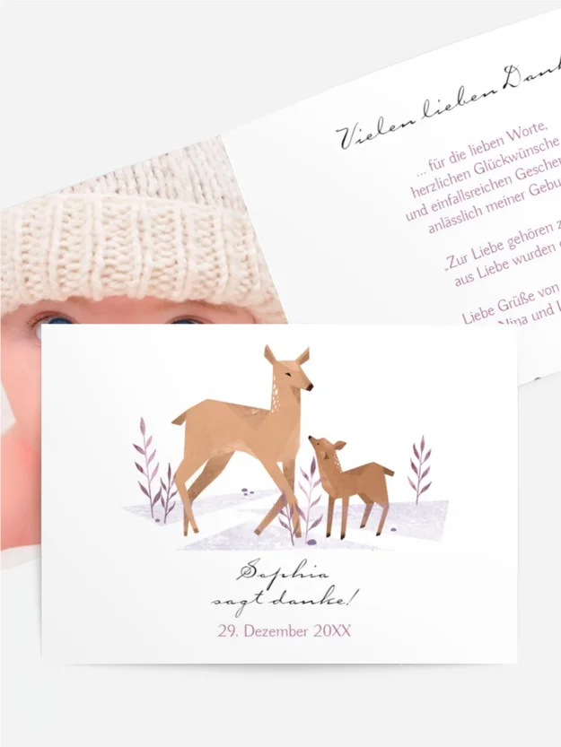 Dankeskarte Geburt - Bambi Dankeskarte Geburt - Bambi