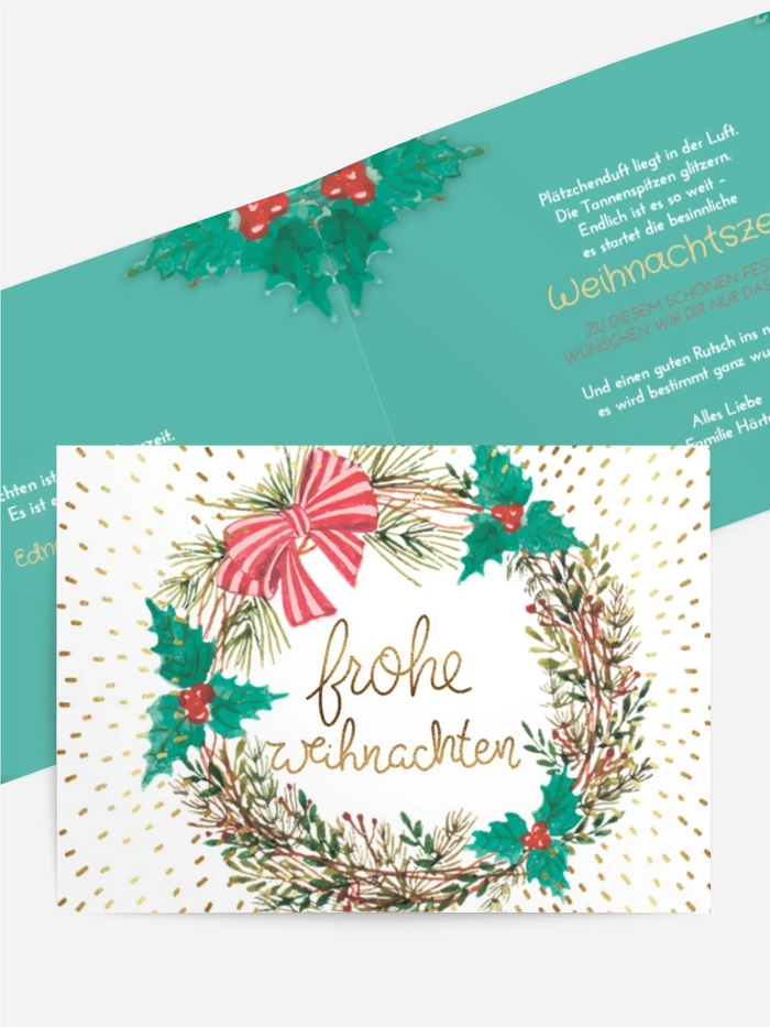 Grußkarte Weihnachten Kranz für Weihnachten Grußkarte Weihnachten Kranz für Weihnachten