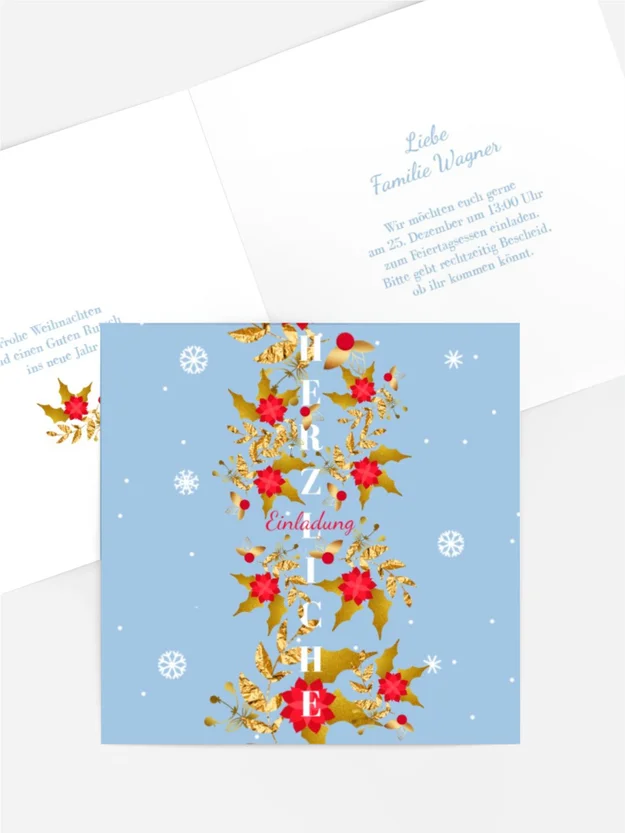 Einladung Weihnachten Weihnachtsblumen