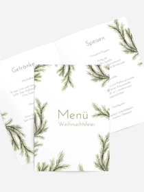 Weihnachtsmenükarte Tannenzweige