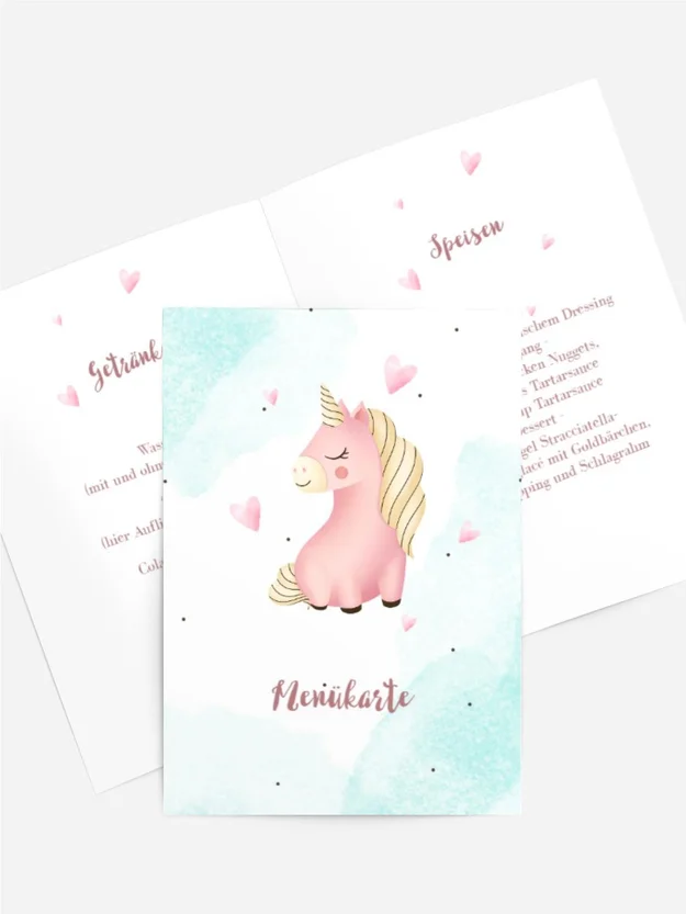 Menükarte Geburtstag Einhornliebe