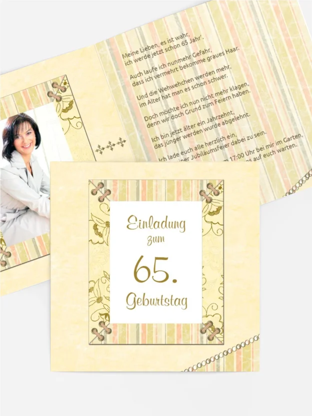 Geburtstagseinladungskarte Nostalgie 65 Foto