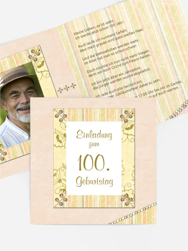 Geburtstagseinladungskarte Nostalgie 100 Foto