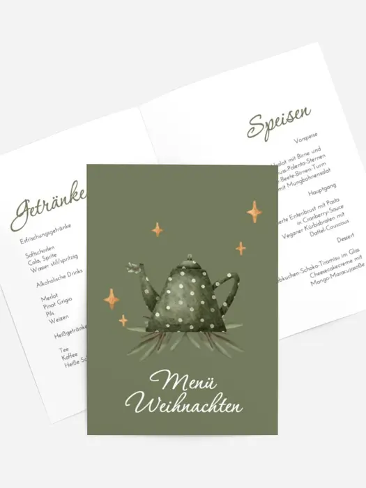 Menükarte Weihnachten Warm am Herd