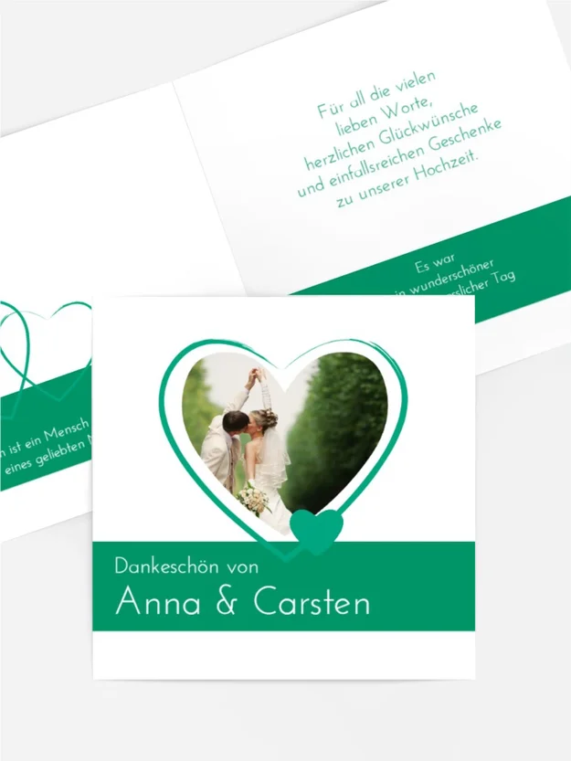 Dankeskarte Hochzeit "Herzensband"