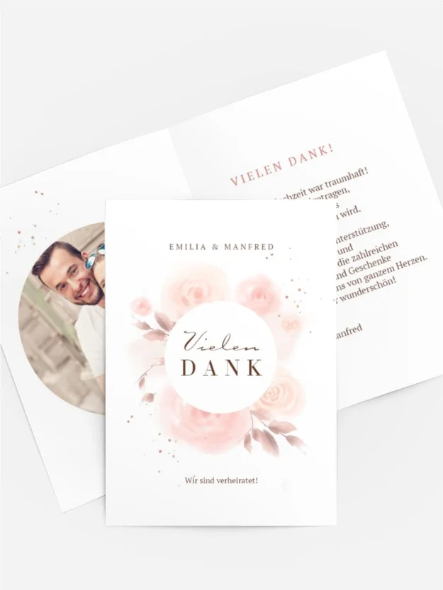 Dankeskarte Hochzeit "Aquarell Natur"