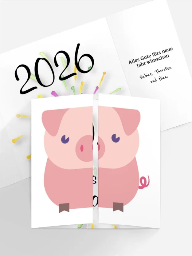 Neujahrskarte Glücksschwein