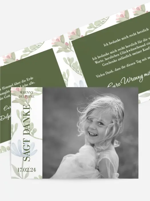 Dankeskarte Konfirmation Blumenkleid Dankeskarte Konfirmation Blumenkleid