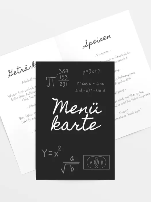 Menükarte Geburtstag Einfache Mathematik
