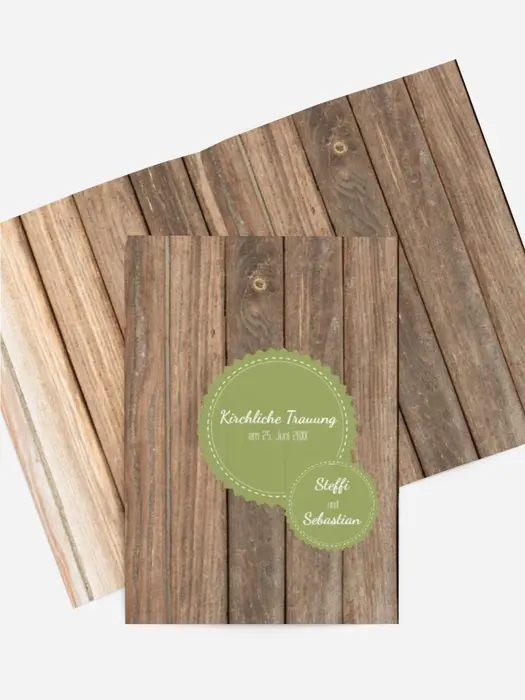 Kirchenheft Umschlag zur Hochzeit Vintage Holz