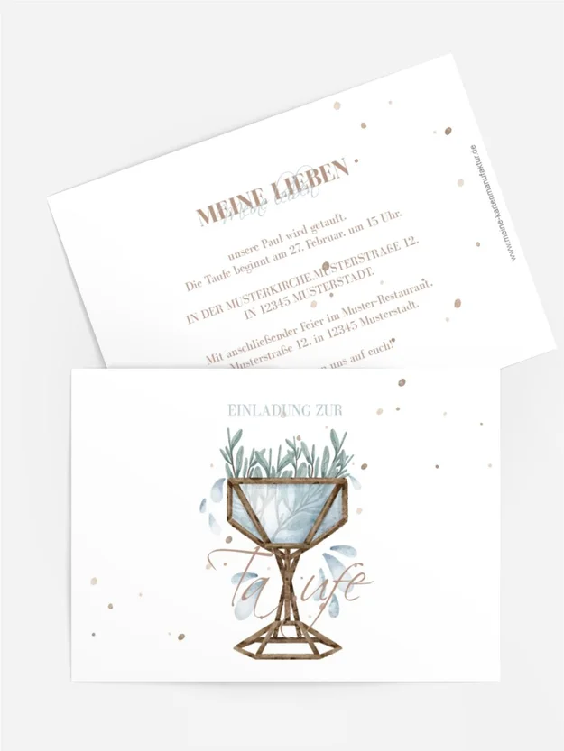 Einladungskarte Taufe Weihwasser