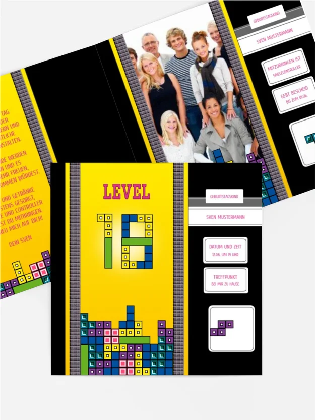 Einladung zum 18. Geburtstag 8bit Game Foto