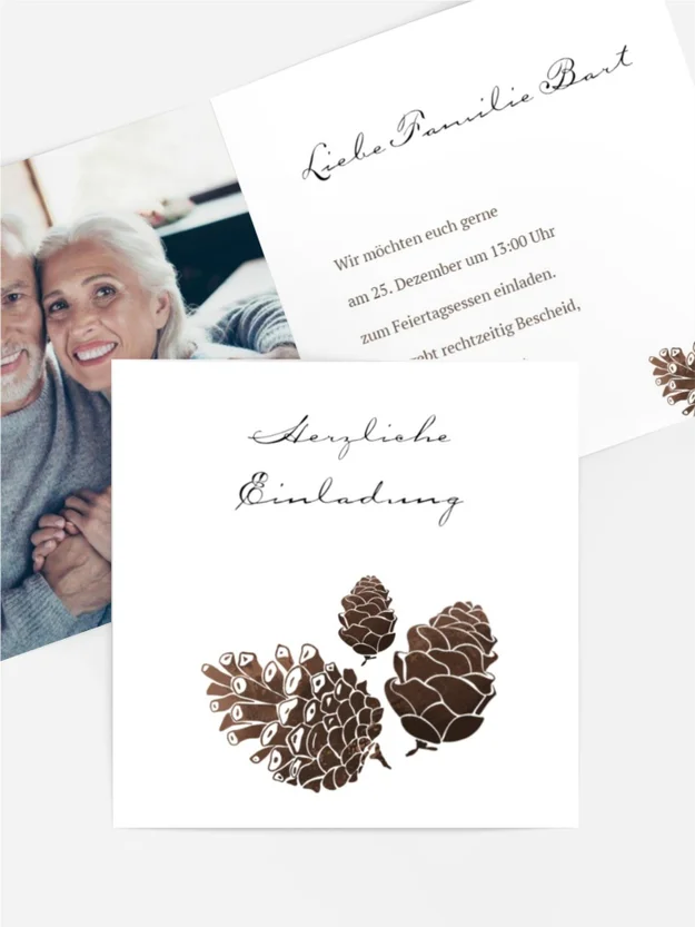 Foto Weihnachtseinladung Tannenzapfen Foto Weihnachtseinladung Tannenzapfen