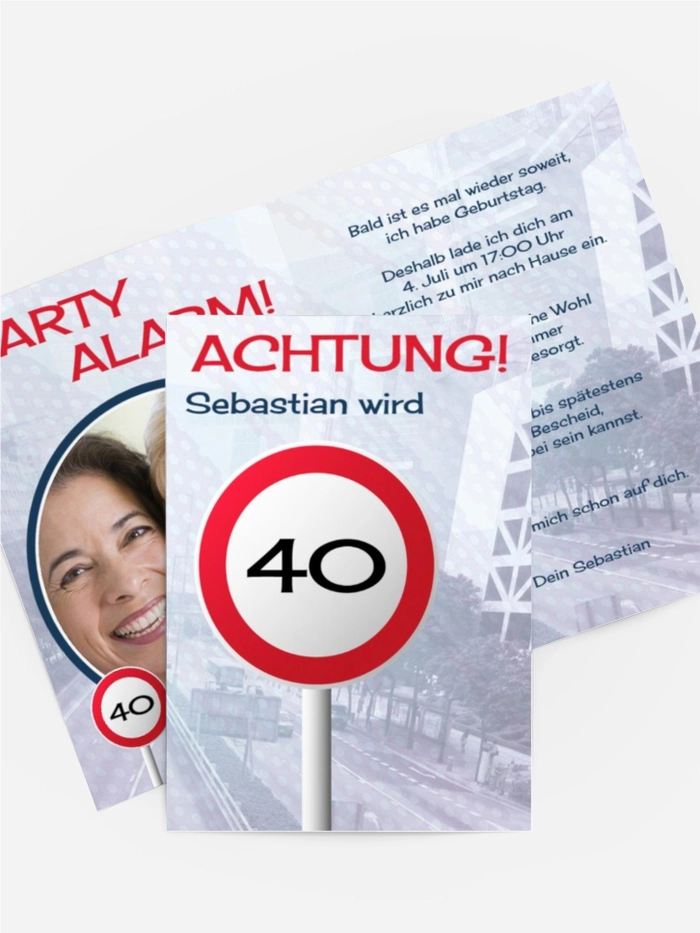Geburtstagseinladungskarte Begrenzungsschild 40 Foto Geburtstagseinladungskarte Begrenzungsschild 40 Foto