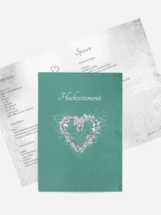 Menükarte glamour heart