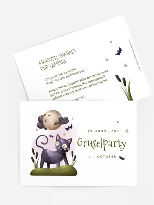 Halloween Einladung Katzenspaziergang