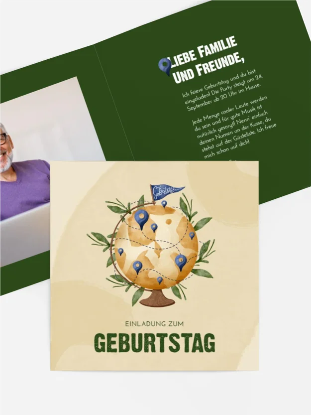 Geburtstagseinladung Um die Welt