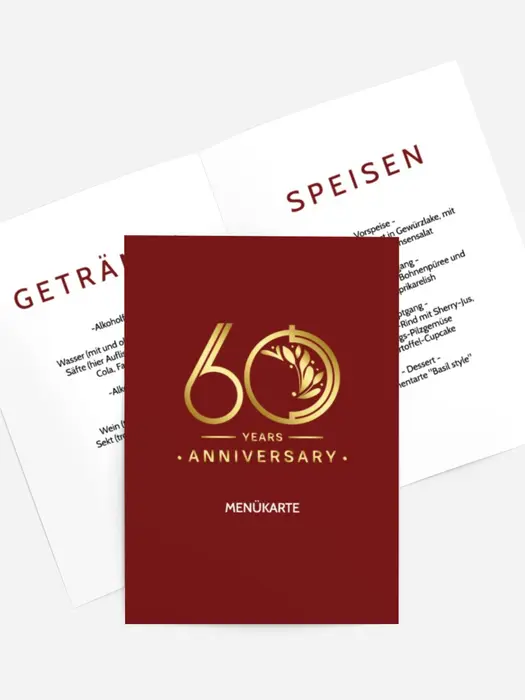 Menükarte Geburtstag Goldene Periode