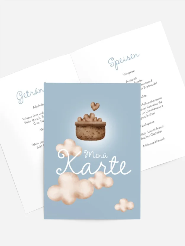 Menükarte Taufe Auf dem Luftballon Menükarte Taufe Auf dem Luftballon
