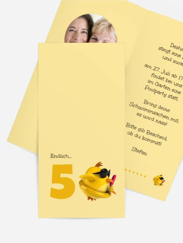Geburtstagseinladungskarte Kuecken 50 Foto