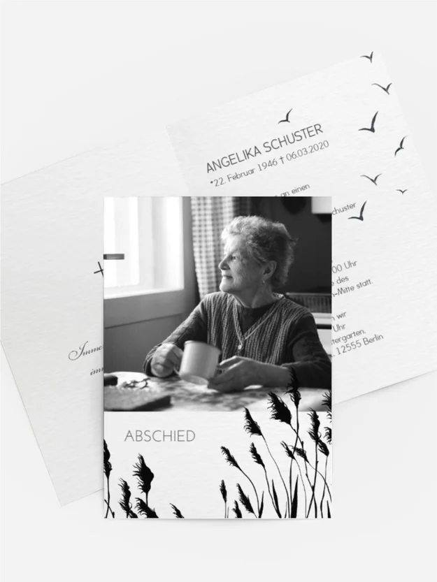 Trauerkarte Schilfweiher mit Foto Trauerkarte Schilfweiher mit Foto