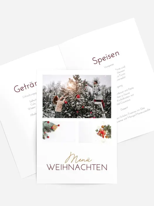 Menükarte Weihnachten Abend am Kamin