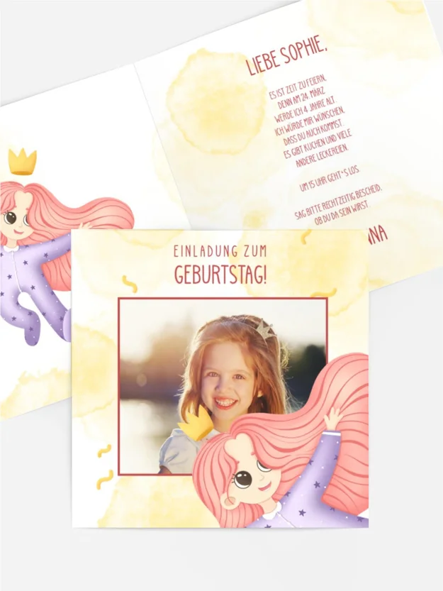 Geburtstagseinladung Prinzessinnenspaß mit Foto