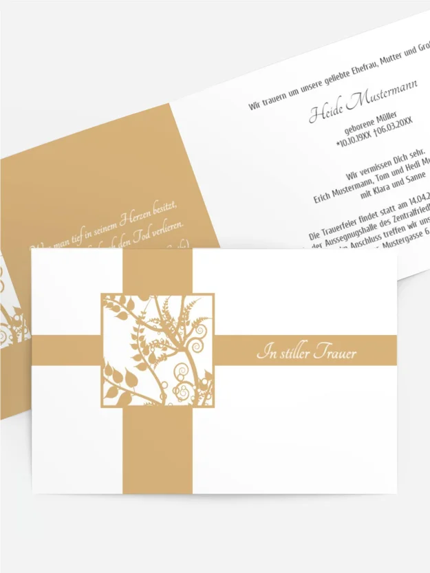 Trauerkarte Florales Quadrat quer