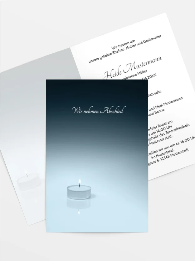 Trauerkarte Teelicht hoch Trauerkarte Teelicht hoch