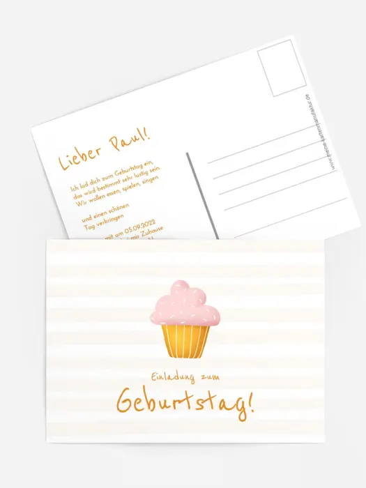 Geburtstagseinladung Überraschungs-Cupcake