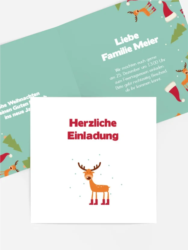 Einladung Weihnachten Attribute von Santa